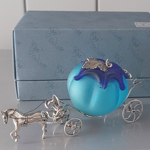 Vintage Silver & Murano Glass Cinderella Carriage Miniatur Pumpkin 11 cm x 5,5 cm Italy CEXIAM