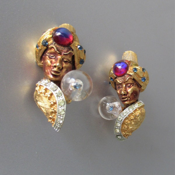 Vintage HAR Earrings GENIE Aladdin Crystal Ball Fortune Teller  Fabulous Rare Collectors Piece