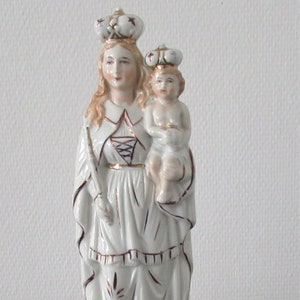 Antyczna porcelanowa figurka MADONNA I DZIECIĄTKO 33 cm wys. Niemcy 1890 r. Dziewica Maryja Dzieciątko Jezus PREZENT