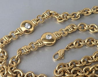 Vintage ketting, gesigneerd Grosse Germany for Dior, massief 100 cm lang, Crystal Stoned