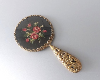 Vintage Petit Point-handspiegel, handtasaccessoires; Cadeau
