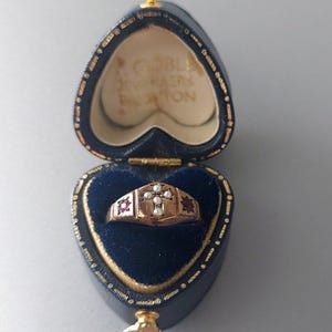 Bague de deuil victorienne en or 15 carats, bijoux sentimentaux, croix de perles et boîte