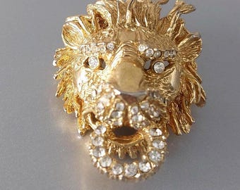 Grote broche met leeuwenkop van Dior, gemerkt: 1969 Duitsland, cadeau