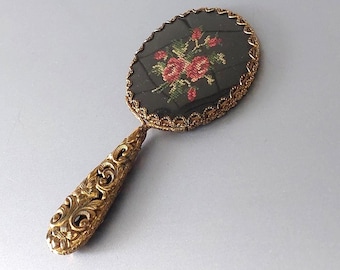 Vintage Petit Point Hand Mirror, Handbag Accessories