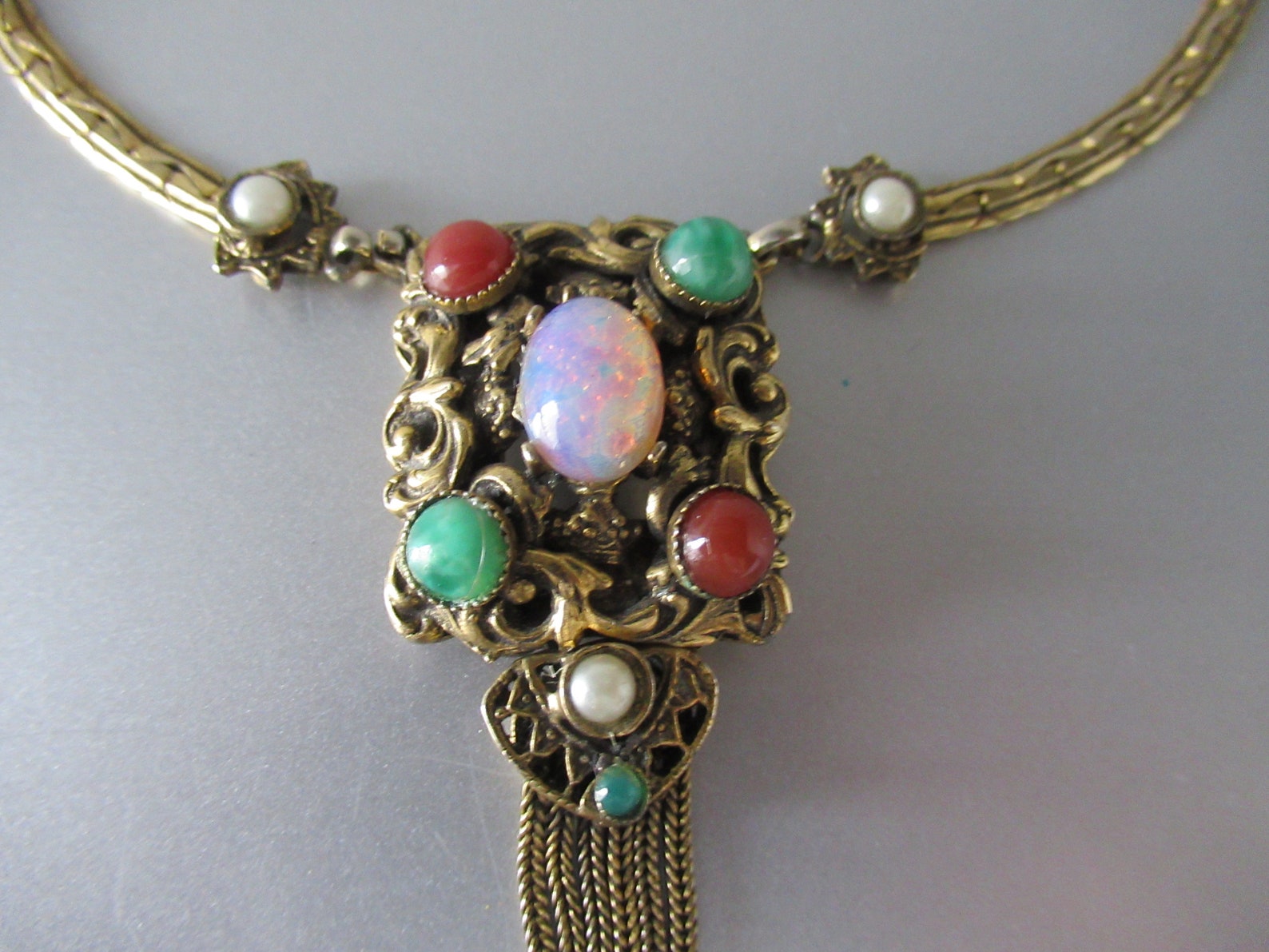 KRAMER NY Pendant Necklace Unsigned 1950s Faux Pearl Moonstone Etsy