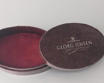 Caixa de joias vintage Georg Jensen, década de 1970, marrom e vermelha.