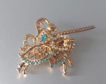 Vintage jaren 1950 broche ridder te paard middeleeuws cadeau