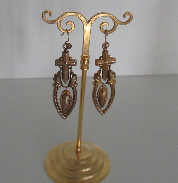 Antique 9ct Gold Earrings Victorian Mourning Jewe… - image 6