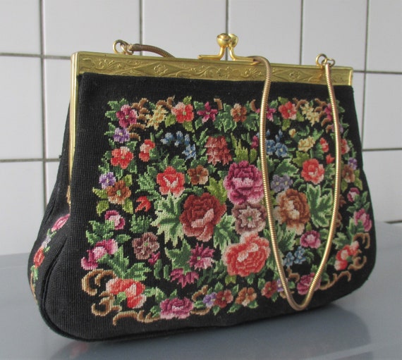 Vintage Micro PETIT POINT Handbag Evening Bag Nee… - image 4