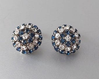 Vintage Christian Dior-oorbellen 1962 gemaakt in Duitsland blauwe en heldere strassteentjes, cadeau