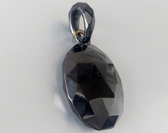 Antico medaglione vittoriano JET con medaglione, 5,5 cm x 3 cm, Inghilterra, anni 1880, regalo.