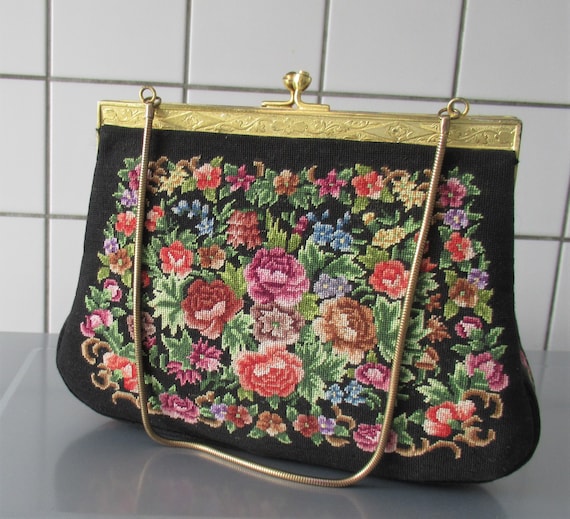 Vintage Micro PETIT POINT Handbag Evening Bag Nee… - image 1