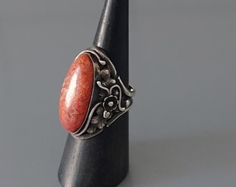 Anel vintage Navajo em prata de lei 925, década de 1960. Anel marcante, tamanho 61 ou 9 1/2 (EUA). Lindo presente.