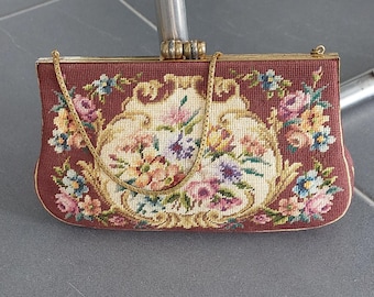 Bolsa vintage Jolles Petit Point, estilo anos 1930, para ocasiões formais ou informais.