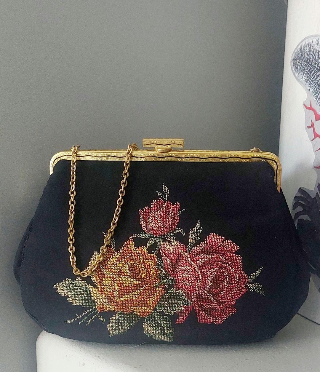 Petite Point Needlepoint Bag Set