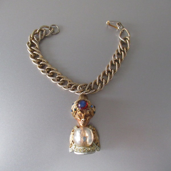Vintage HAR Bracelet GENIE Aladdin Fortune Teller & Lucite Ball  Charm Bracelet Rare Fabulous Collectors Piece