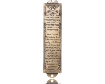 Mezuza (Mesusa/Mezuzah/Mesusah) traditional house blessing made of brass. about 13 cm.