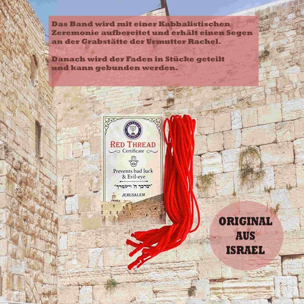 Die Originale Kabbala rote Schnur aus Israel. 10 Armbänder. Mit Gebetsanleitung