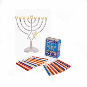A set of elegant Hanukkah menorahs with 44 Hanukkah candles 22 x 19.5 cm. From Israel!