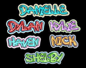 Personalized Graffiti Name Decal: Waterproof Laptop Stickers