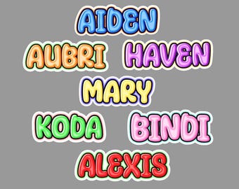 Personalized Name Decals: Waterproof Bubble Letter Stickers
