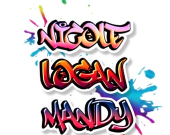 Personalized Graffiti Name Decals Waterproof Stickers for Laptop or Water Bottle School Labels