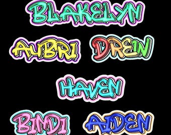 Personalized Graffiti Name Decal: Waterproof Laptop Stickers