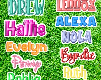 Personalized Name Decals Waterproof Stickers for Laptop or Water Bottle Sports Equiptment Labels