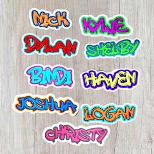 Personalized Name Decals Waterproof Stickers for Laptop or Water Bottle Custom stickers Spray Paint Graffiti Decal