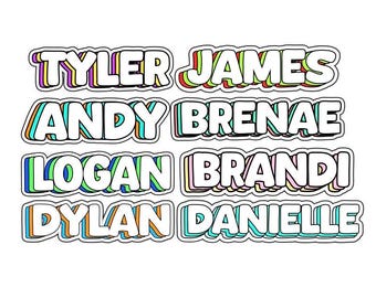 Personalized Name Decals Waterproof Stickers for Laptop or Water Bottle