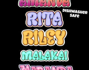 Custom Name Sticker Decal: Durable and Dishwasher Safe  for Laptops, Water Bottles Helmets