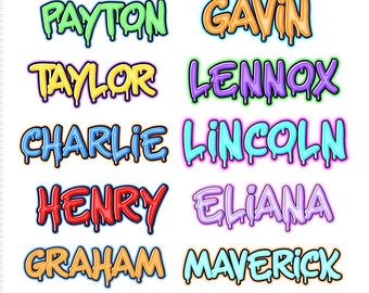 Personalized Graffiti Name Decals Waterproof Stickers for Laptop or Water Bottle School Labels