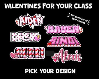 Personalized Class Valentine’s Day Decals Name Stickers Custom Water Bottle Stickers