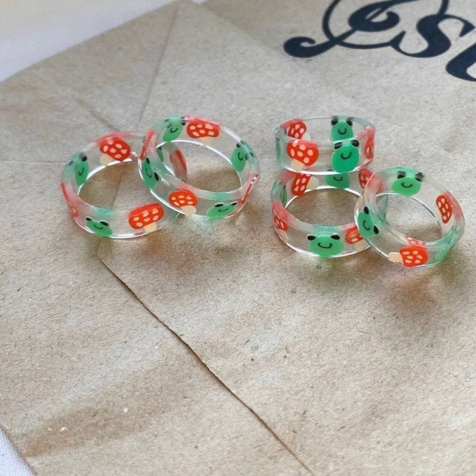 Frog Ring Froggy RingFrog Ring Resin Mushroom Ring Etsy