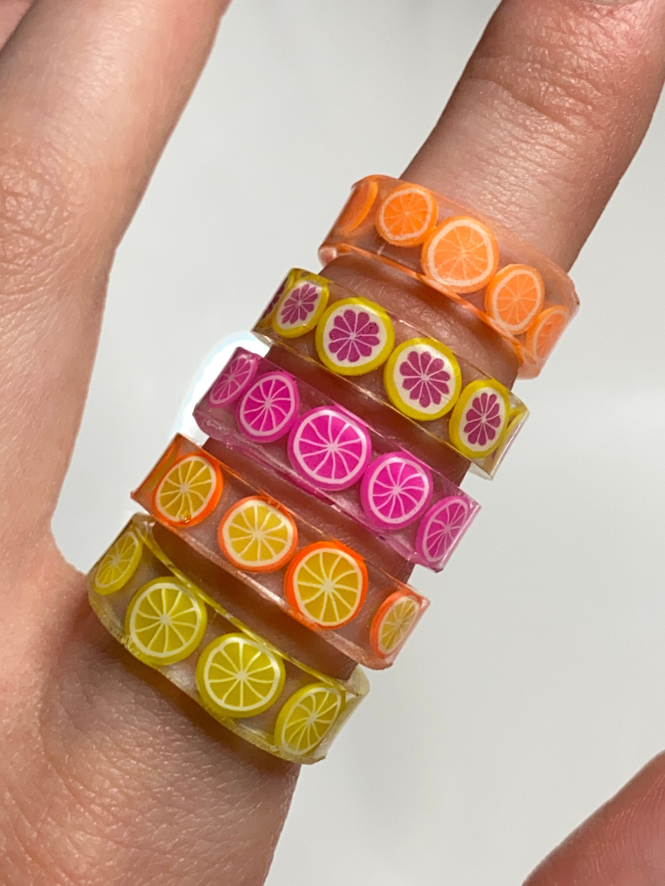 Orange Resin Ring Fruit Resin Rings Resin Ring Colorful Etsy