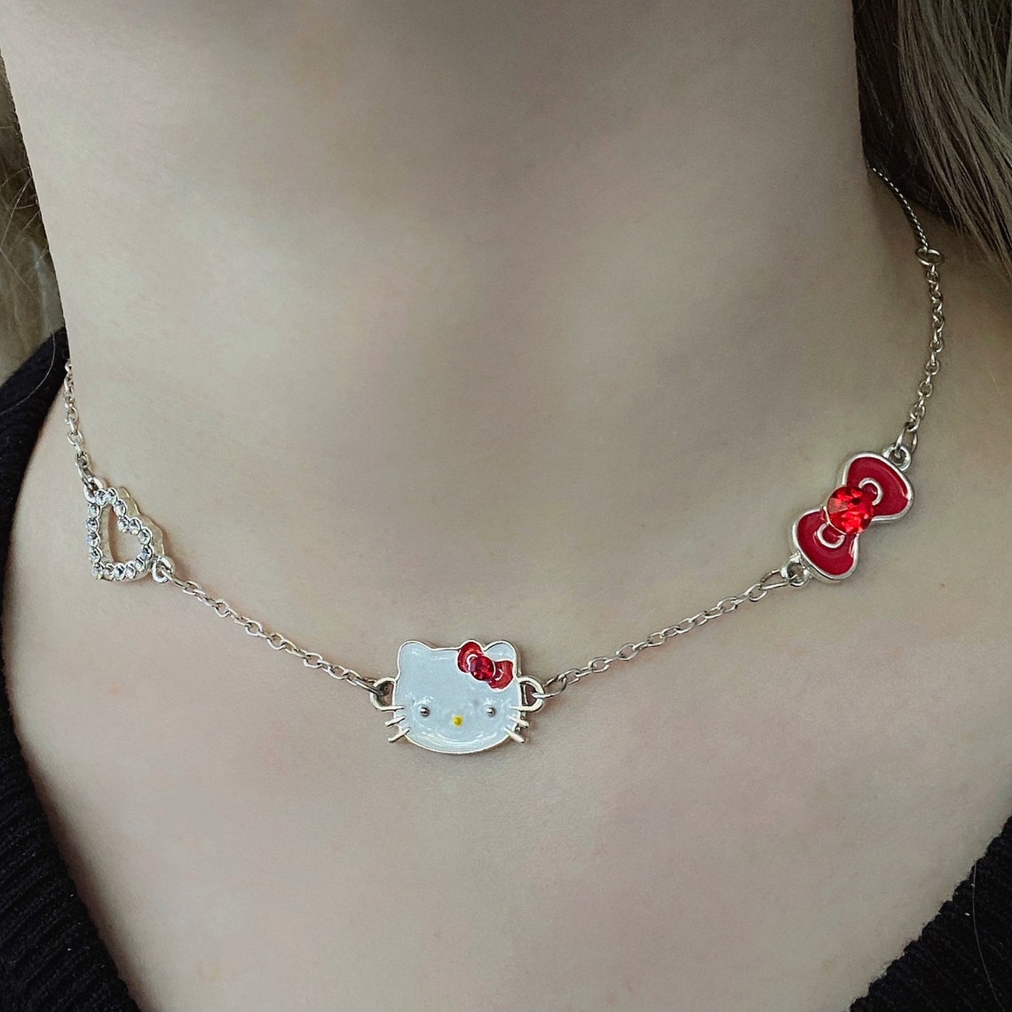 Hello Kitty collar colgante cuentas y2k grunge estética edgy Etsy