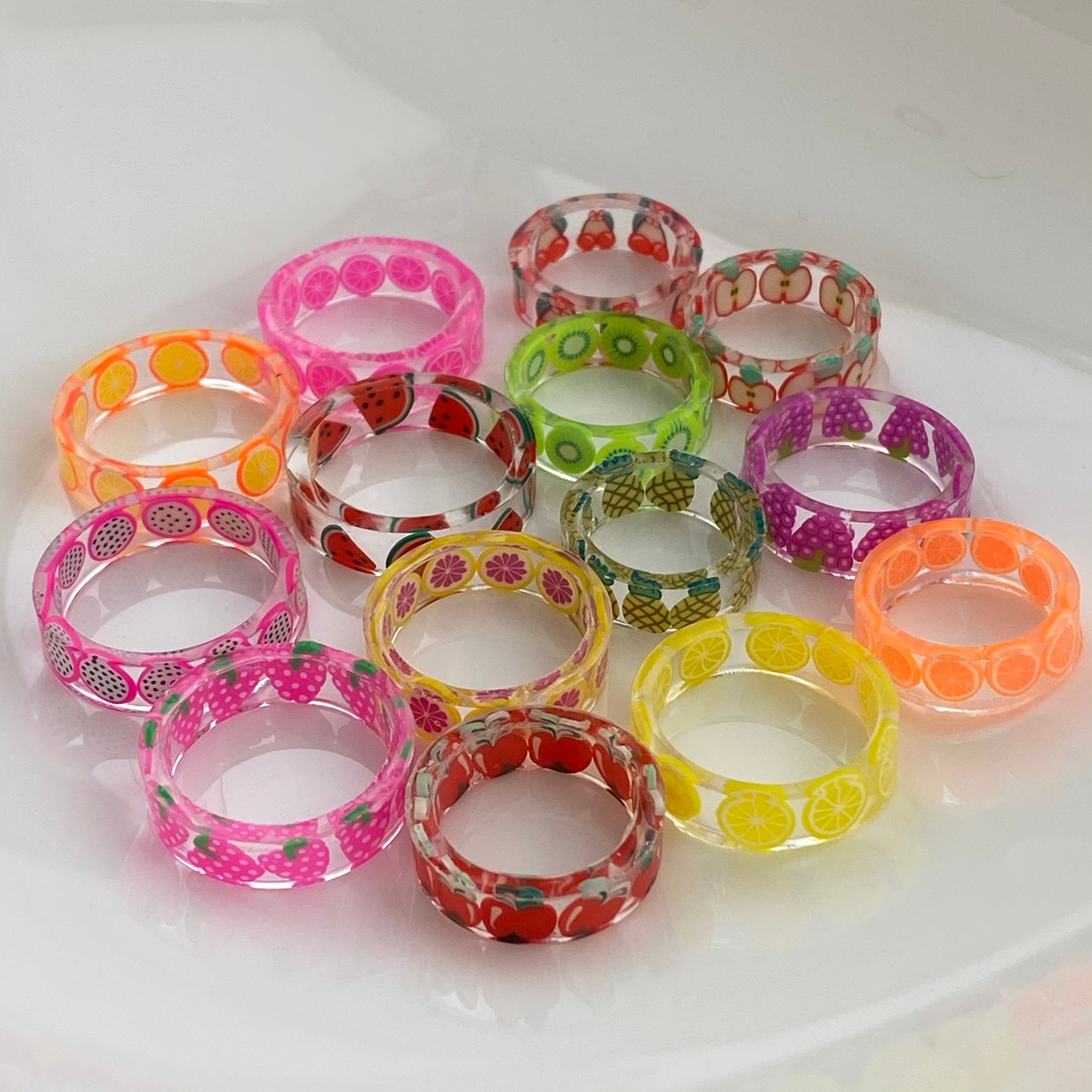 Pink Lemon Resin Ring Fruit Resin Rings Pink Resin Ring Etsy