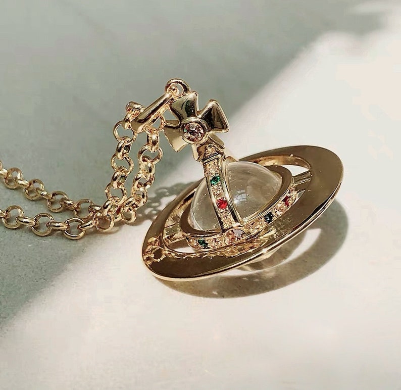 Vivienne Westwood inspired necklace, Vivienne Westwood or necklace, Nana anime necklace, Silver Gold Planet Choker, Saturn necklace, 