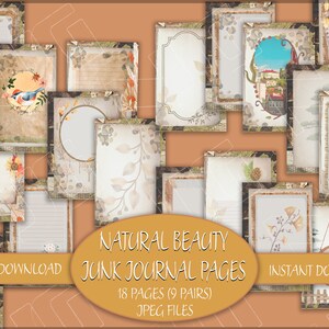 Junk Journal Pages, Natural Beauty, Vintage Ephemera, Collage Sheets, Digital Download, Printable Paper, Journal Pages, Shabby Chic