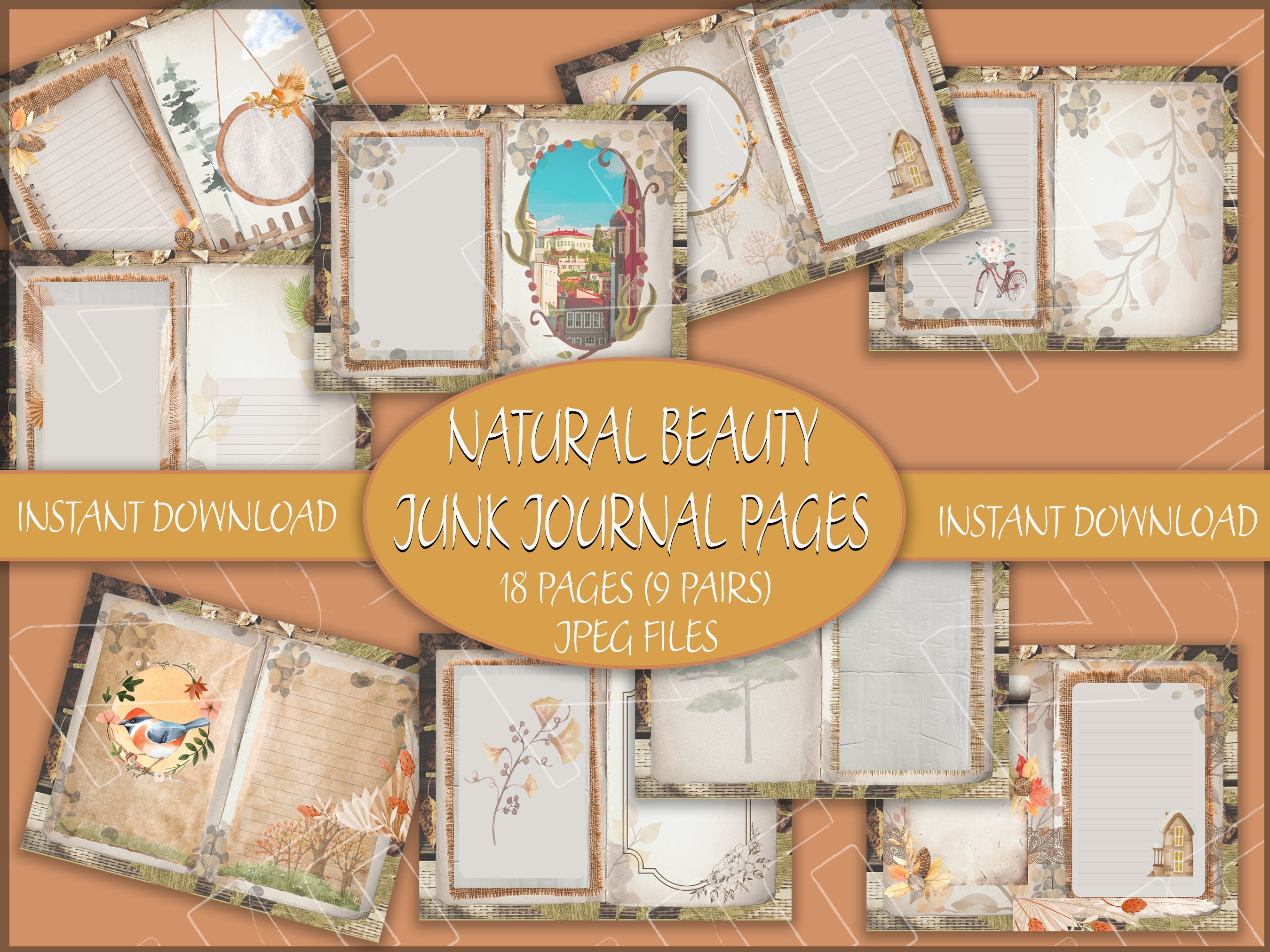 Junk Journal Pages, Natural Beauty, Vintage Ephemera, Collage Sheets ...