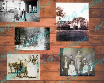 Vintage photos Ephemera, Vintage and Antique Collection of 5 old photos for Junk Journal art projects, Ephemera Printable family