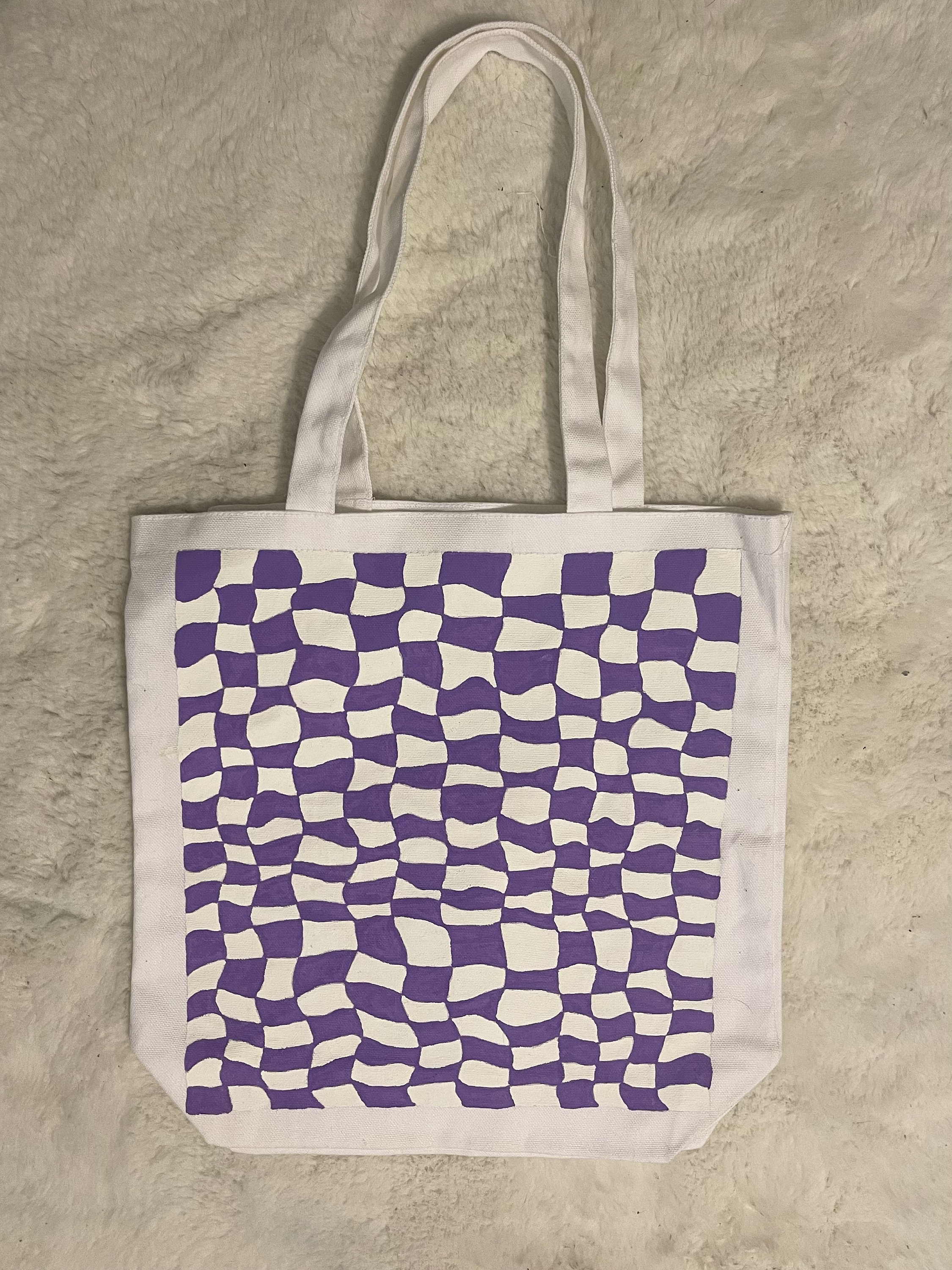 Purple Checkered Tote Bag - Etsy