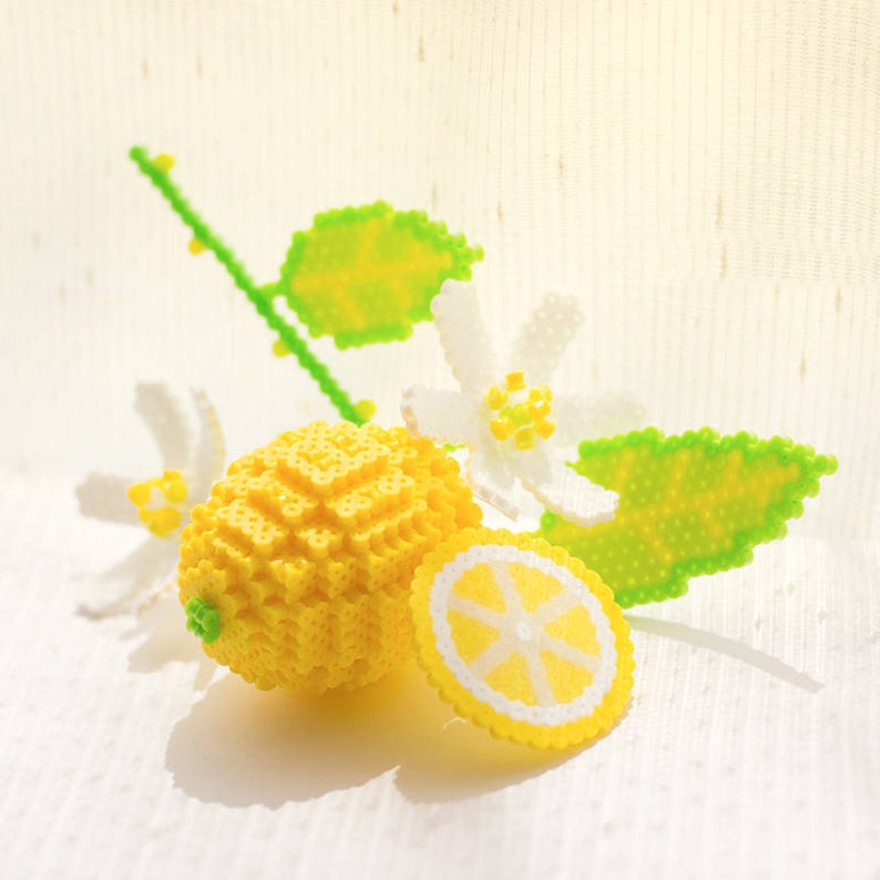 Lemon Fruit Perler Bead Patterns 3D Handmade Tutorial Instant Etsy