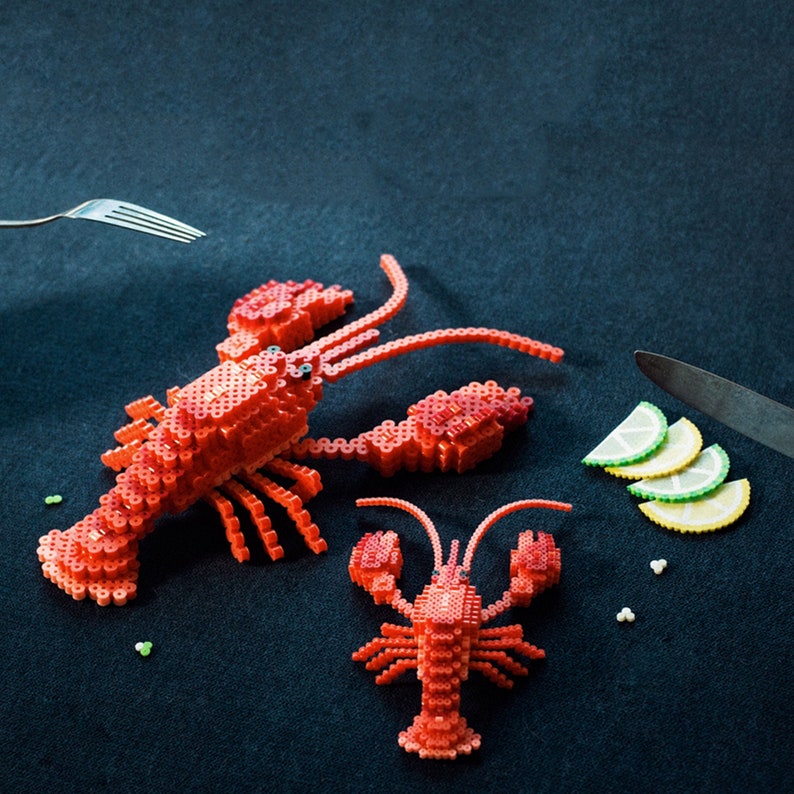 Crayfish Perler Bead Patterns 3D Animal Handmade Tutorial - Etsy