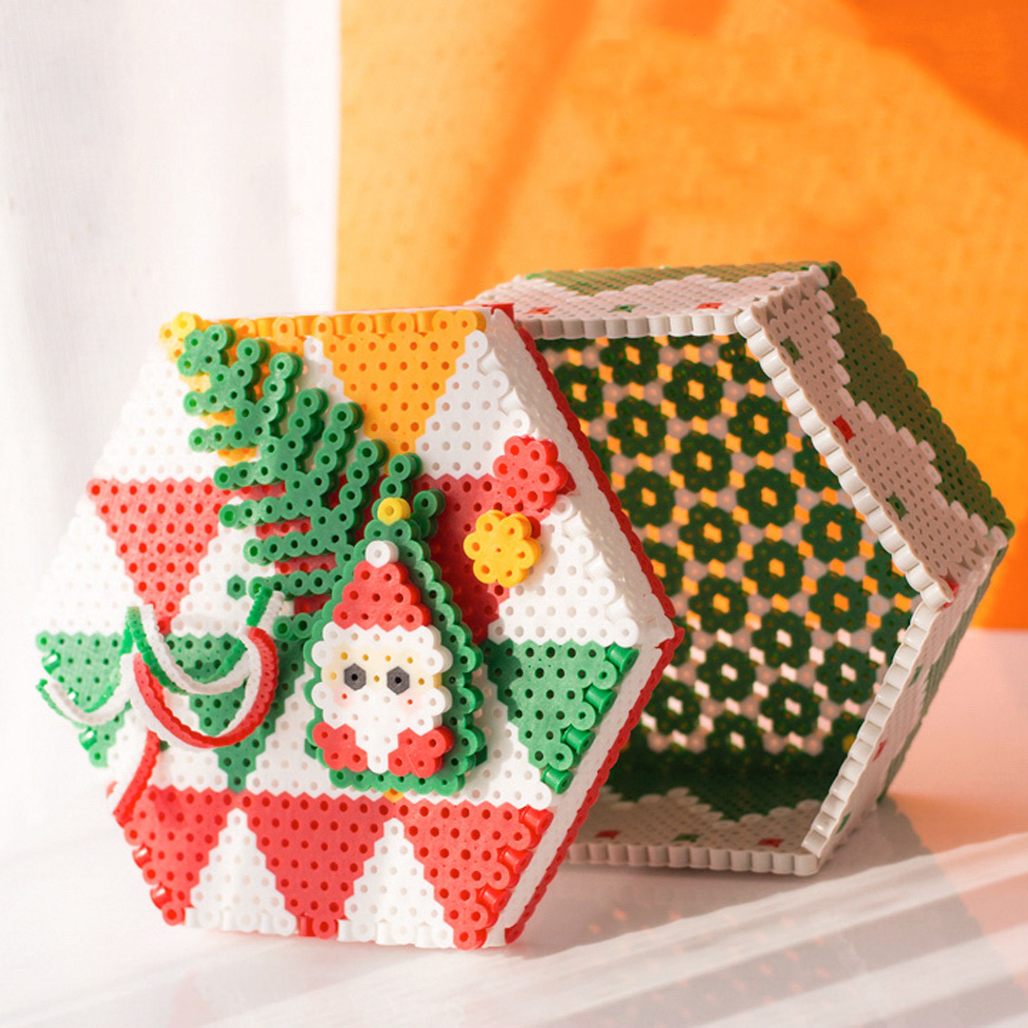 Christmas Gift Box Perler Bead Patterns 3D Handmade Tutorial Etsy