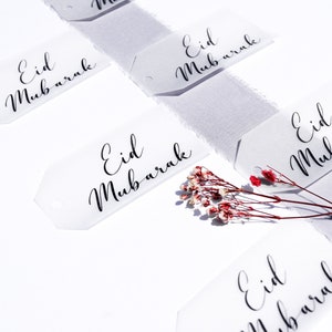Eid Mubarak Gift Tags | Set of 12 | Personalised Gift Tags | Vellum Gift Tags | Gift Tags | Eid Tags | Calligraphy Tags | Handwritten