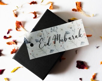 Eid Mubarak Wildflower Gift Tags | Set of 10 | Personalised Gift Tags | Handmade Vellum Gift Tags | Gift Tags | Eid Tags | Calligraphy Tags