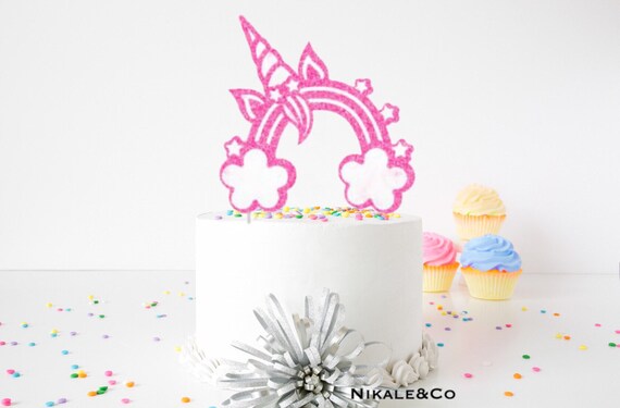 rainbow unicorn cake topper rainbow theme birthday decor etsy
