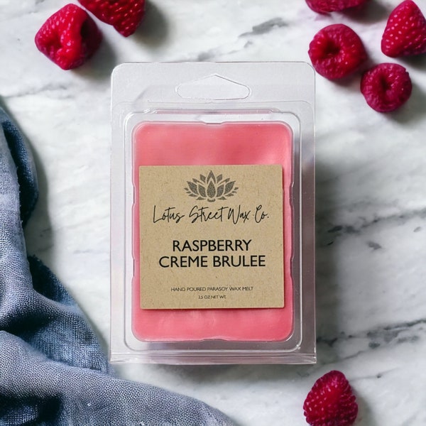 Raspberry Creme Brulee Triple Scented Wax Melt, Phthalate Free, Paraben Free, Cruelty Free, Vegan Friendly