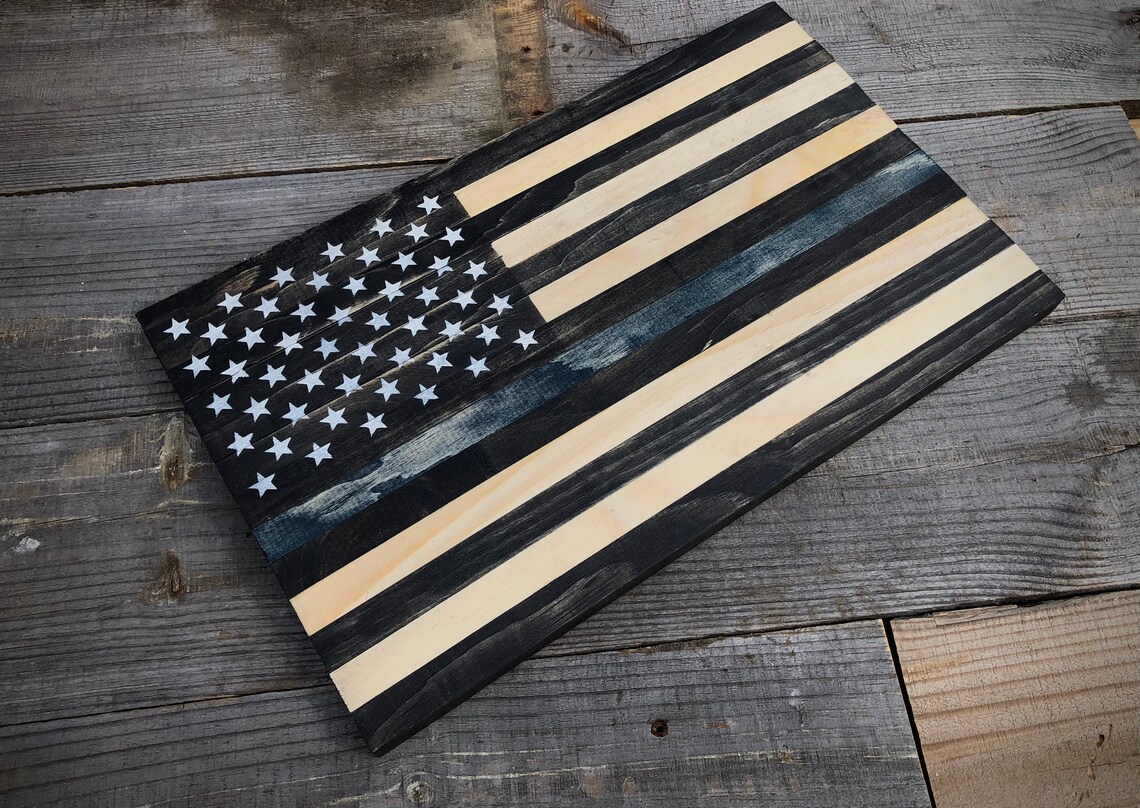 Wooden Thin Blue Line Flag Etsy